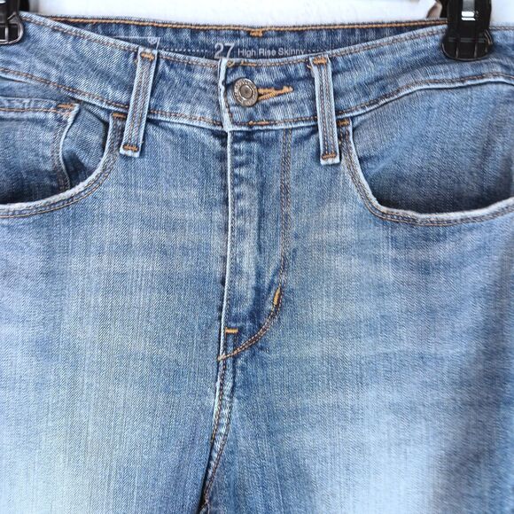 Levi's Jean's 501 27 x 30 Size 4 - 6 US Blue Zip Fly Skinny Stretch - Picture 3 of 8